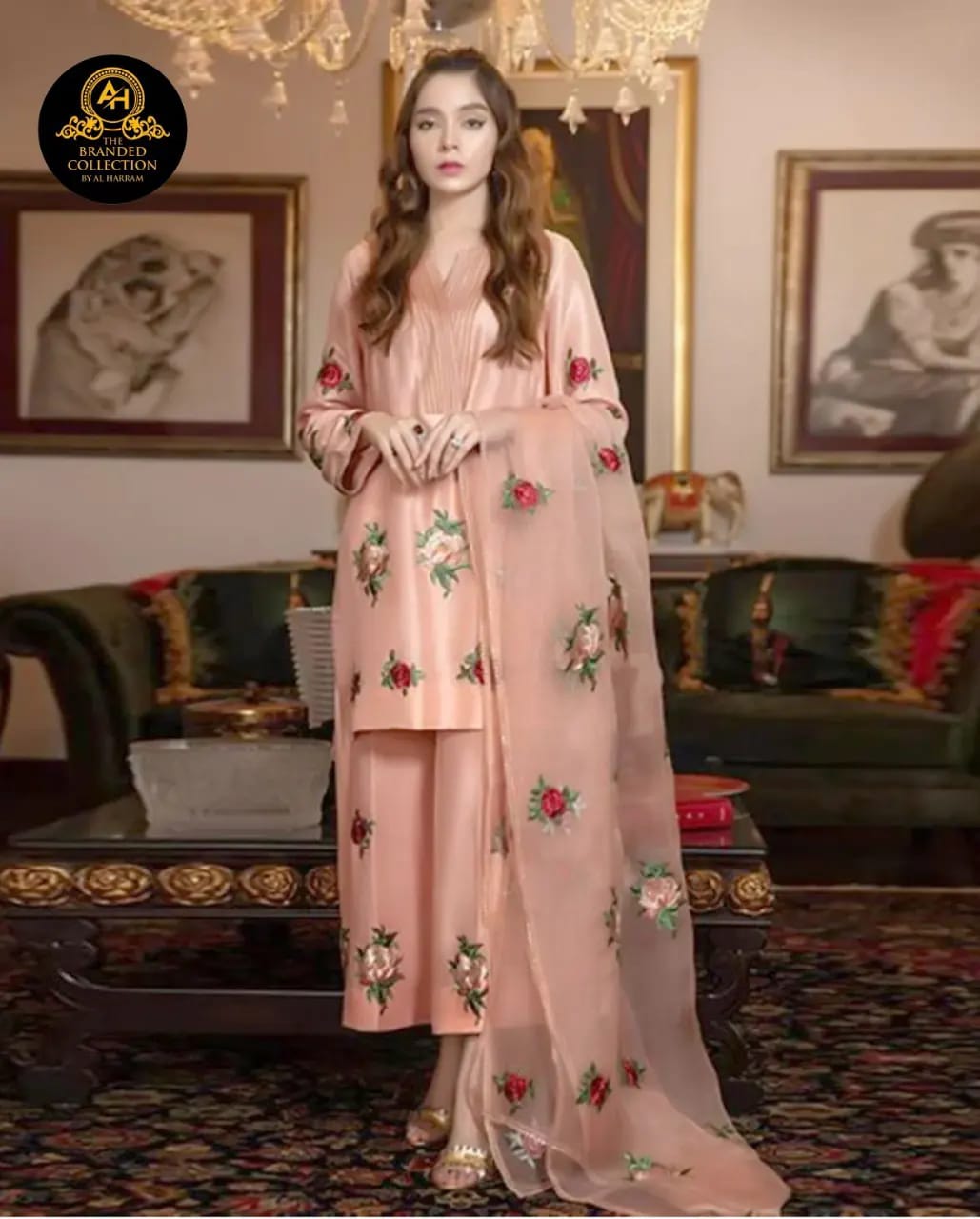 LS30-PINK SHINNING COTTON SILK EMBROIDERED
