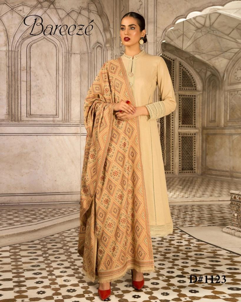 LS37-BAREEZE SUIT 3 PCS WITH DHANAK EMBROIDERED SHAWL