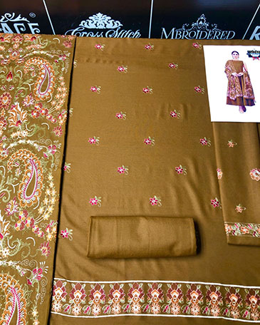 LS49-BARAZEE 3 CPS GOLDEN SUIT WITH DHANK FABRICS