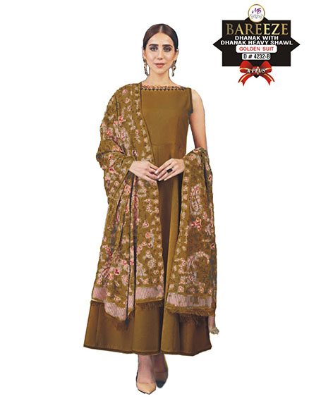 LS49-BARAZEE 3 CPS GOLDEN SUIT WITH DHANK FABRICS