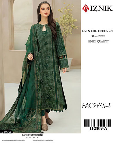 LS60-GREEN 3 PCS SUIT WITH BAMBER CHIFFONS DUPATTA
