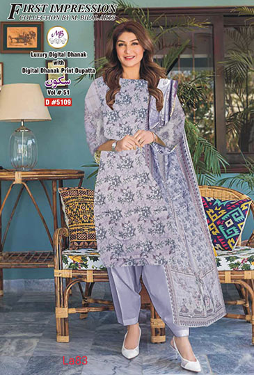 LS83-MOTHER COLLECTION 3 PCS SUIT WITH DHANAK SHAWL