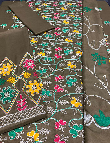 LS102- 3 PCS DYED AND  AHRI WORK EMBROIDERED SUIT