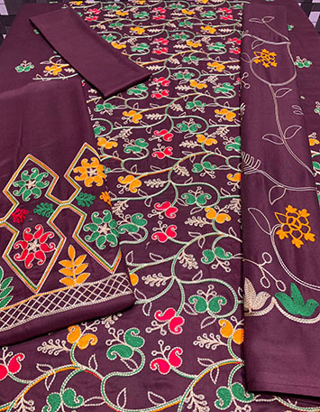 LS103- 3 PCS DYED AND  AHRI WORK EMBROIDERED SUIT