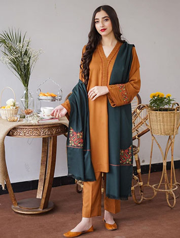 LS123-AISLING 3-PCS YELLOW SUIT WITH DHANAK FABRIC